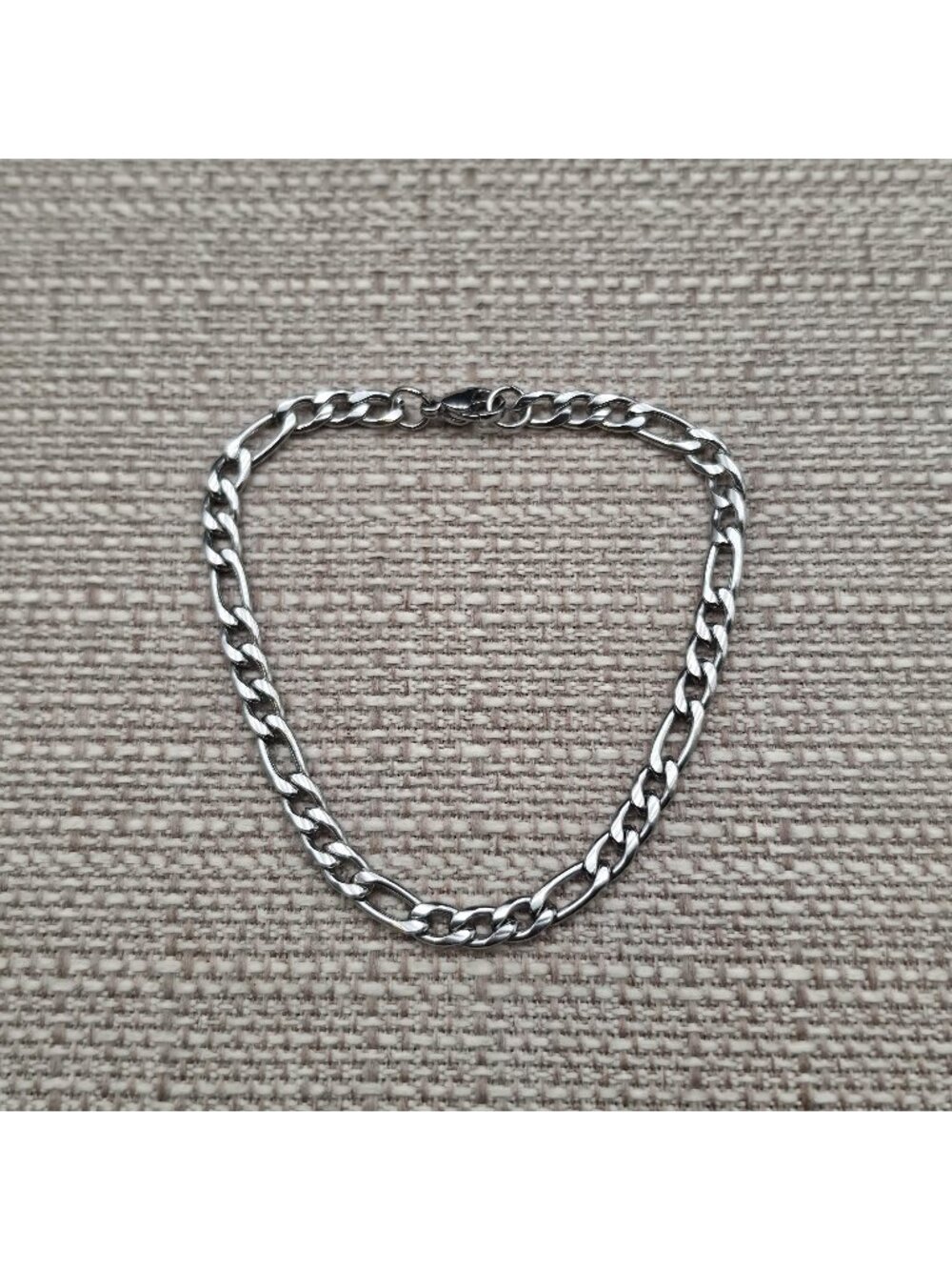 8 Inch Silver Plated Unisex Figaro Chain Bracelet Punk Link Jewelry A9193
